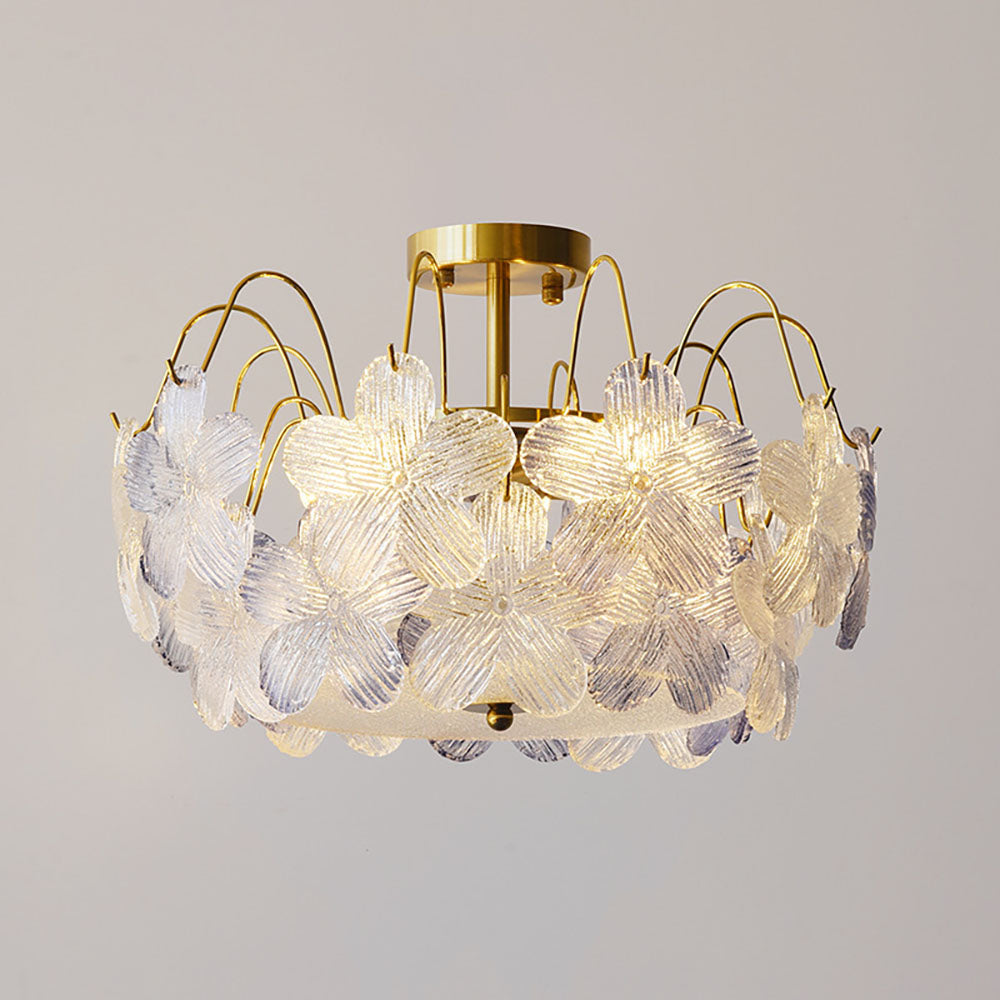 Lampadario classico a forma di fiore con vetro colorato per il soggiorno