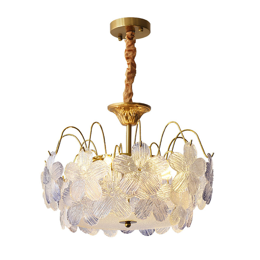 Lampadario classico a forma di fiore con vetro colorato per il soggiorno