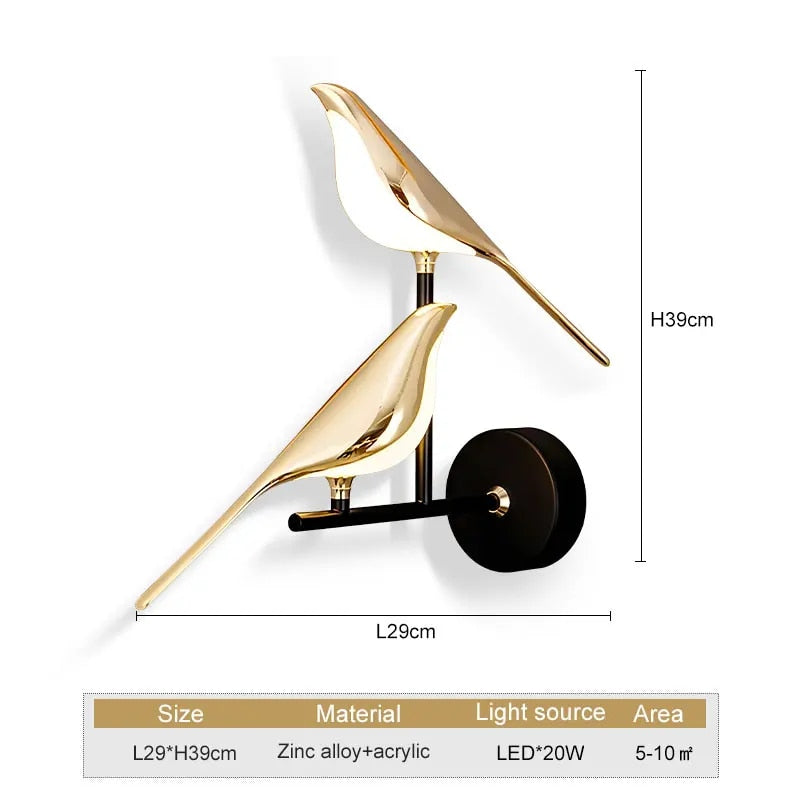 WingSpan - Candeeiro de Parede Vogel giratório 360° – Iluminação Elegante e Divertida para Casa