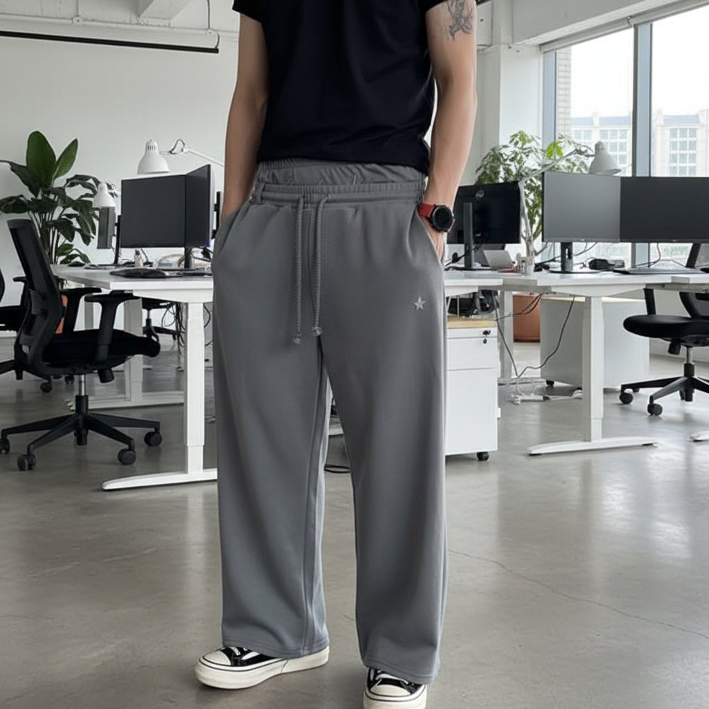 Pantaloni Jogging Unisex Larghi Morbidi Felpa Vestibilità Confortevole
