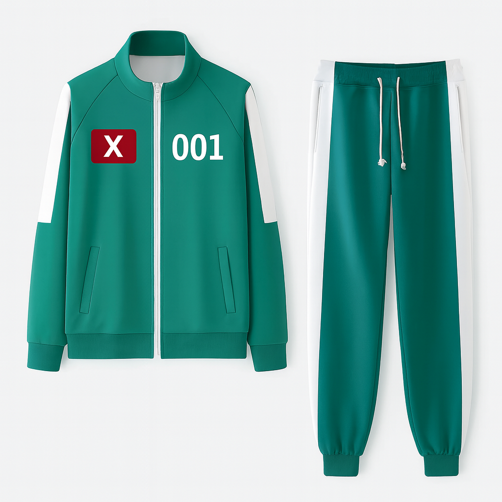 Trainingspak Unisex Groen Nummerdesign Comfortabele Outfit