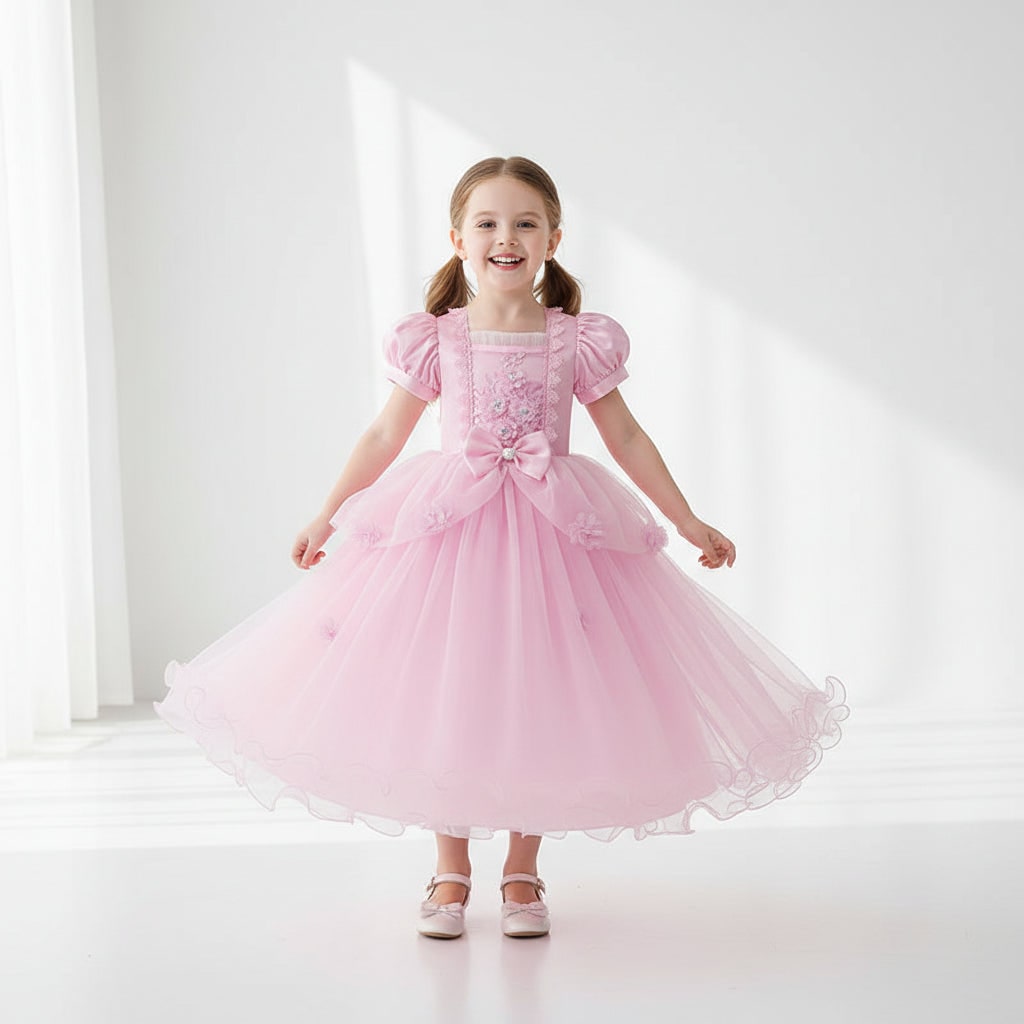 Halloween Costume Bambina Tulle Fiocco Abito Elegante - Image 1