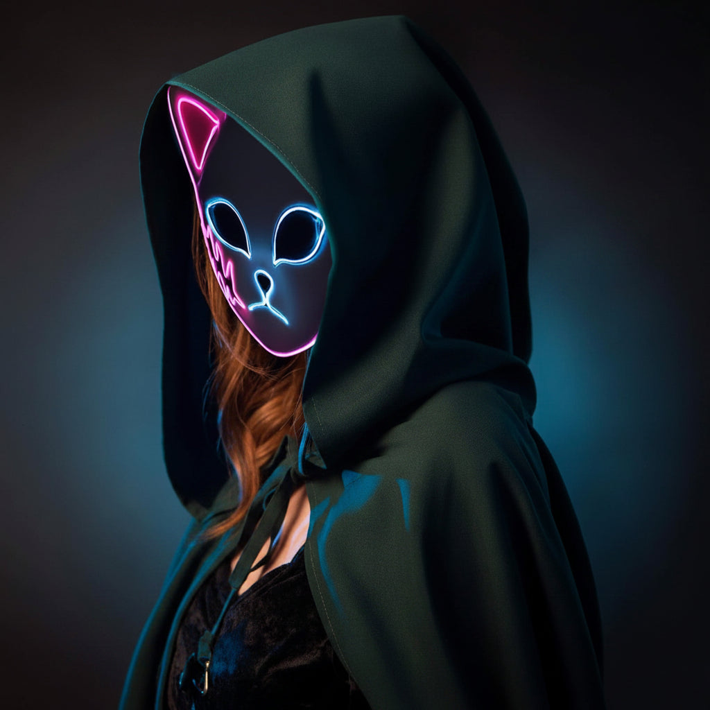 Halloween Cat Mask with LED Lights