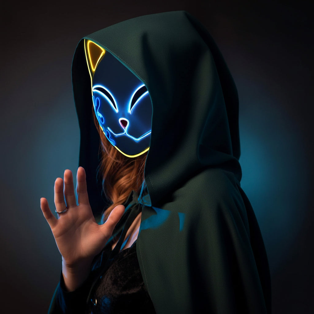 Halloween Cat Mask with LED Lights