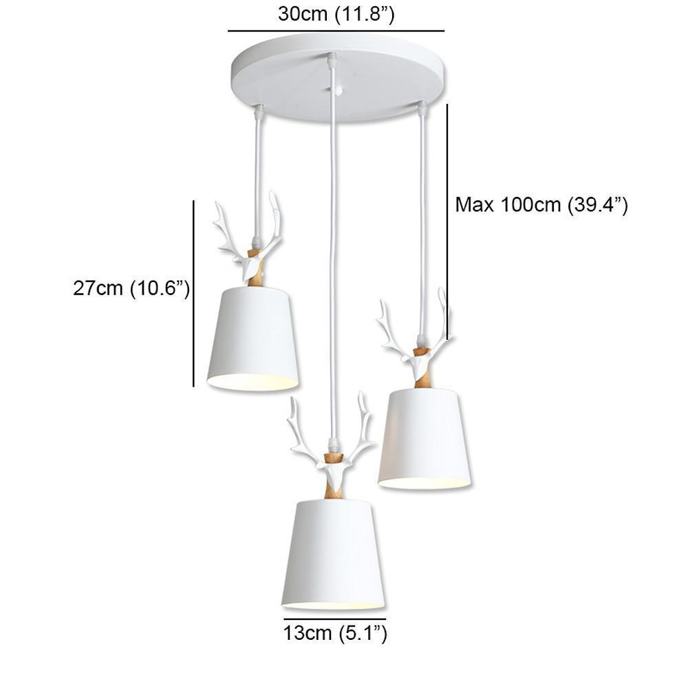 Lámpara colgante clásica LED de diseño de asta con 3 luces