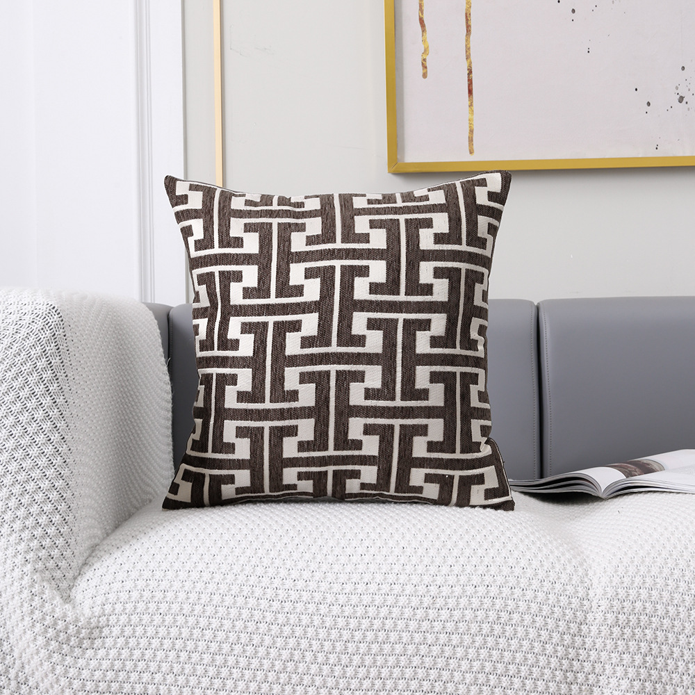 Jacquard Geometrico - Set di 2 federe con cerniera invisibile, perfette per la decorazione di soggiorno e camera da letto
