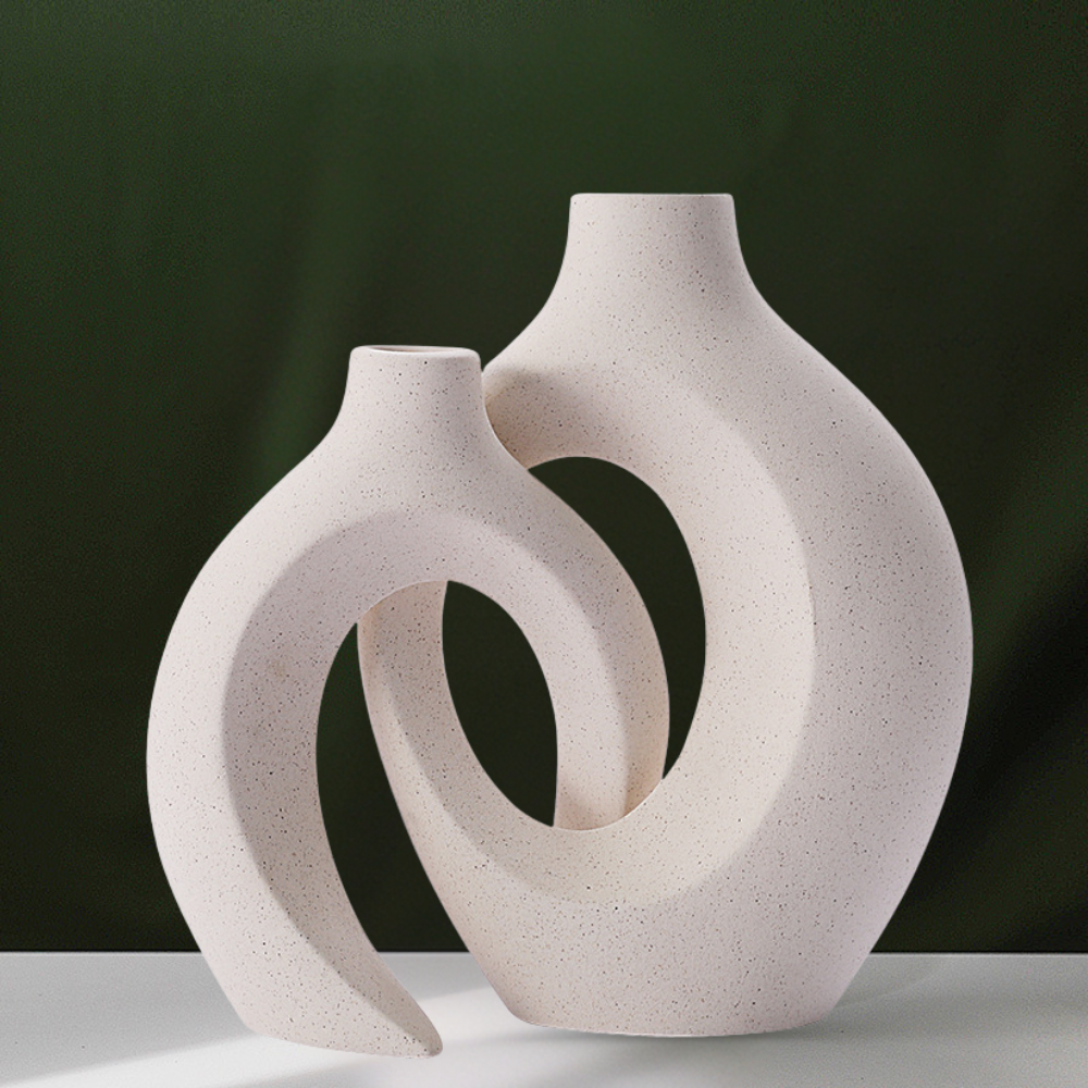 Conjunto de 2 Castiçais Cerâmicos - Acabamento Fosco, Design Moderno e Minimalista para Decoração de Mesa