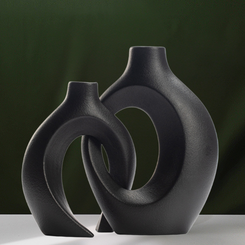 Conjunto de 2 Castiçais Cerâmicos - Acabamento Fosco, Design Moderno e Minimalista para Decoração de Mesa