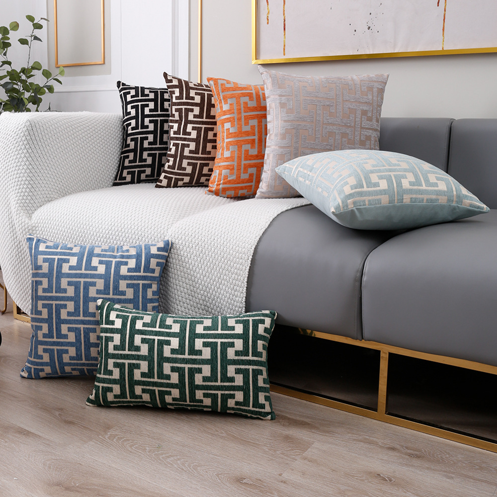 Jacquard Geometrico - Set di 2 federe con cerniera invisibile, perfette per la decorazione di soggiorno e camera da letto