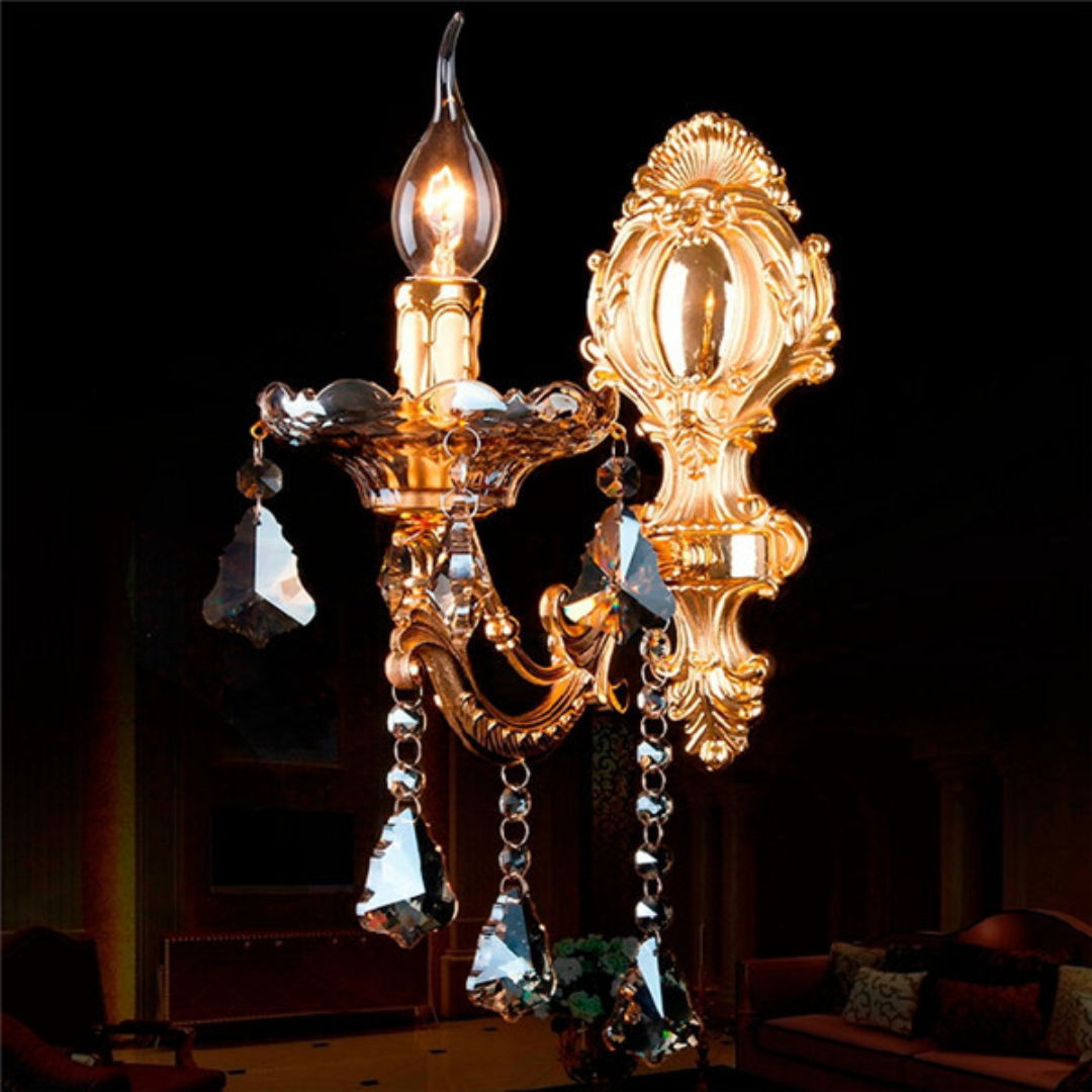 CrystalGlow - Lampada a candela LED in cristallo decorazione per camera da letto