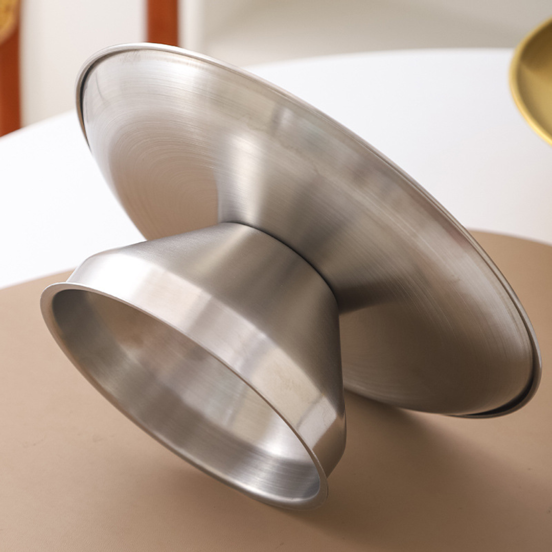 SteelTray - Tabuleiro Alto em Aço Inoxidável | Para Fruta, Bolos e Petiscos