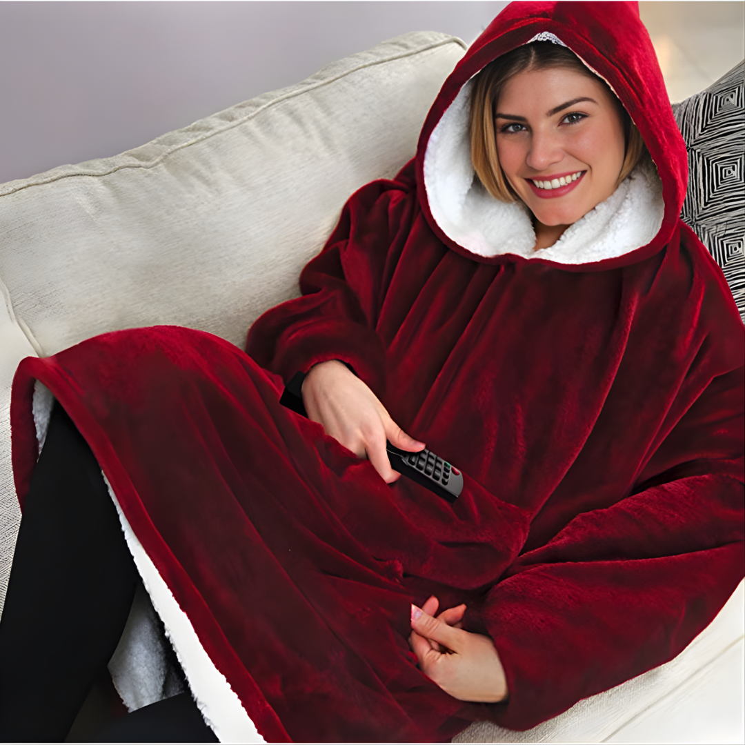 Felpa Oversize Pile Sherpa Reversibile Coperta Morbida