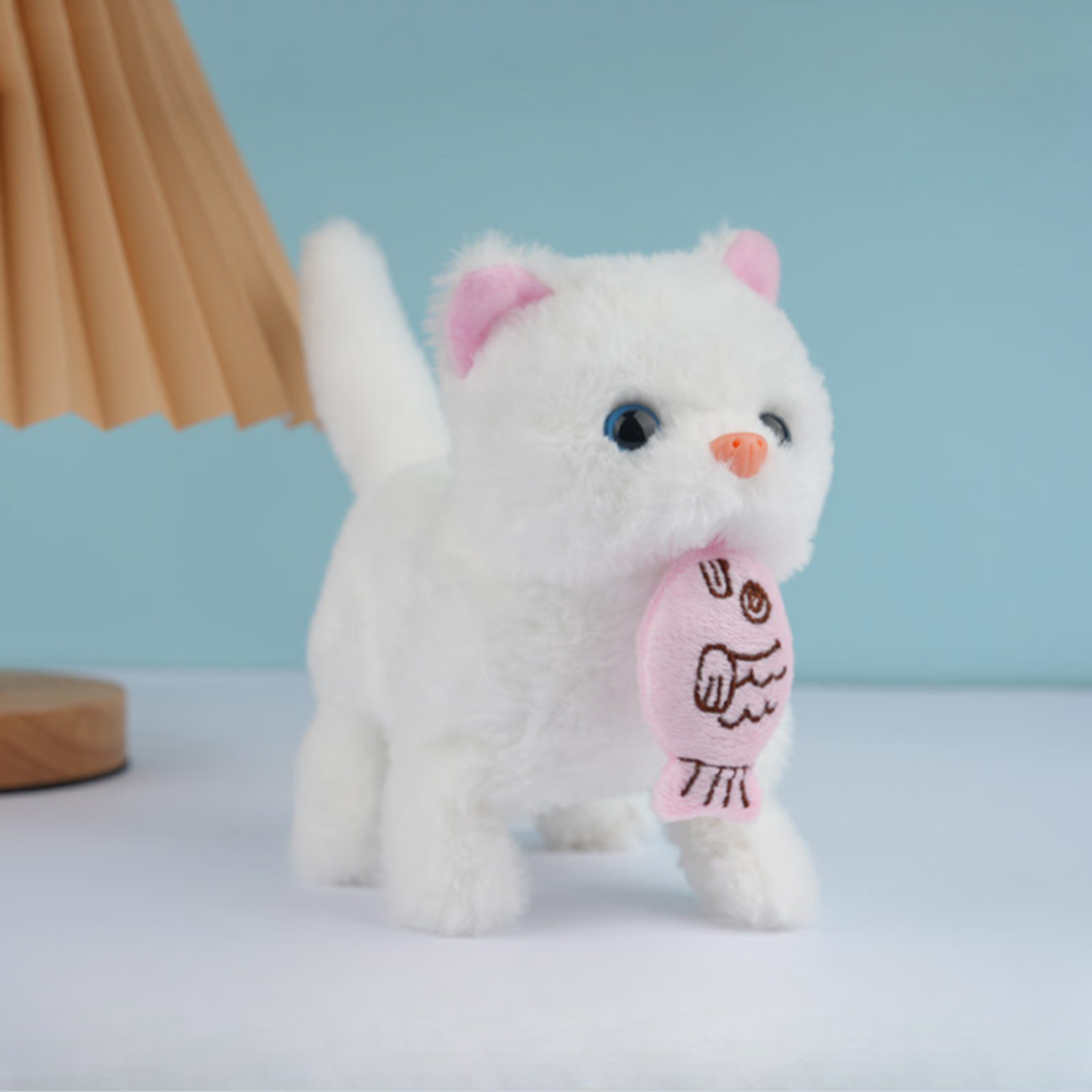 Brinquedo Gato Peluche Robô Interativo Branco Gato Persa Jovem