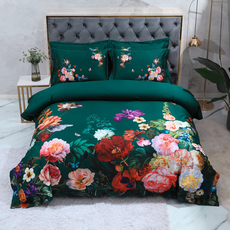 Vintage Style Floral Print Duvet Cover Bedding Set
