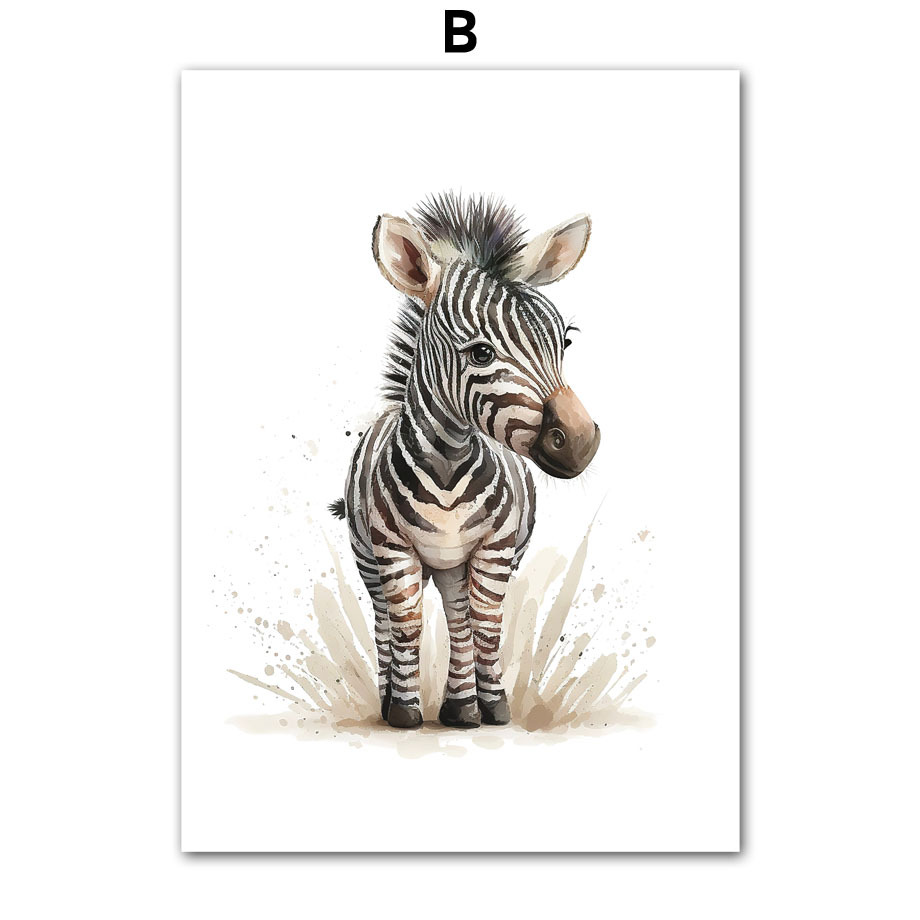 8 piezas Póster de Lienzo, Arte Moderno, Elefante, León, Jirafa, Tigre, Cebra Lindos, Decoración de Pared para Habitación Infantil, Pósters de Animales, Regalo Ideal para Dormitorio, Decoración de Pared, Sin Marco