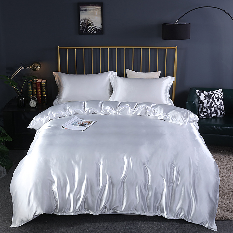Conjunto de Conforto Elegante (4 peças) cetim/algodão para cama - 2x fronha - lençol