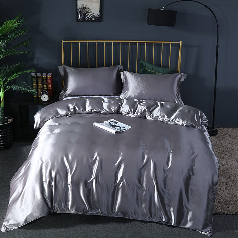 Conjunto de Conforto Elegante (4 peças) cetim/algodão para cama - 2x fronha - lençol