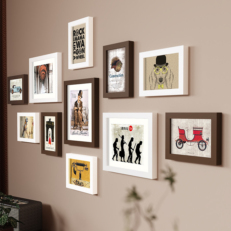 11-piece Gallery Photo Frame Set - Classic Style, Including Landscape Photos, Drill-Free Installation, Various Sizes for Living Room Decoration