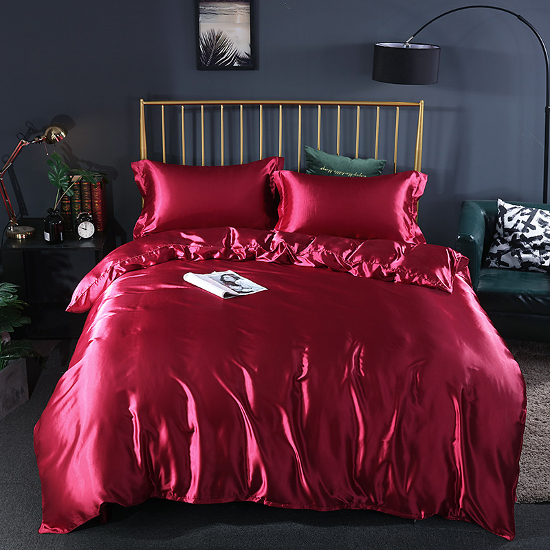 Conjunto de Conforto Elegante (4 peças) cetim/algodão para cama - 2x fronha - lençol