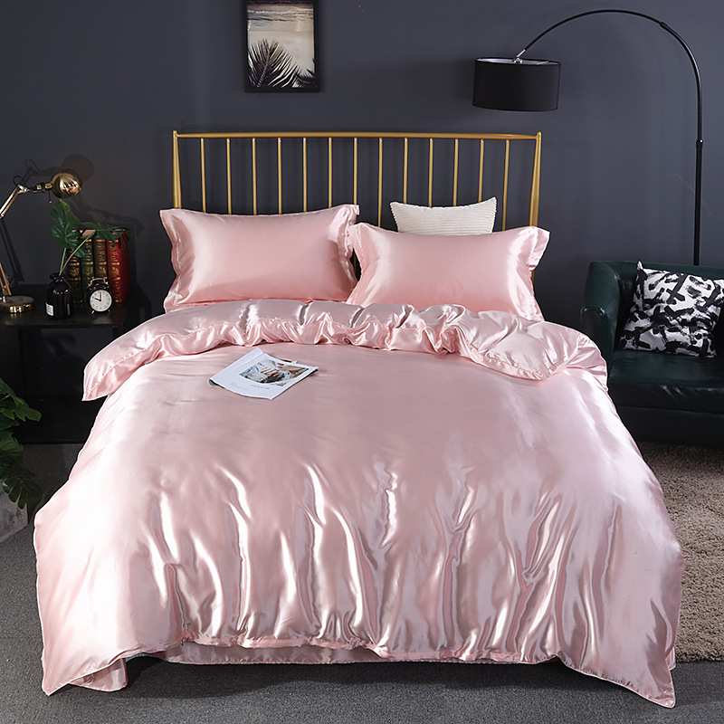 Conjunto de Conforto Elegante (4 peças) cetim/algodão para cama - 2x fronha - lençol