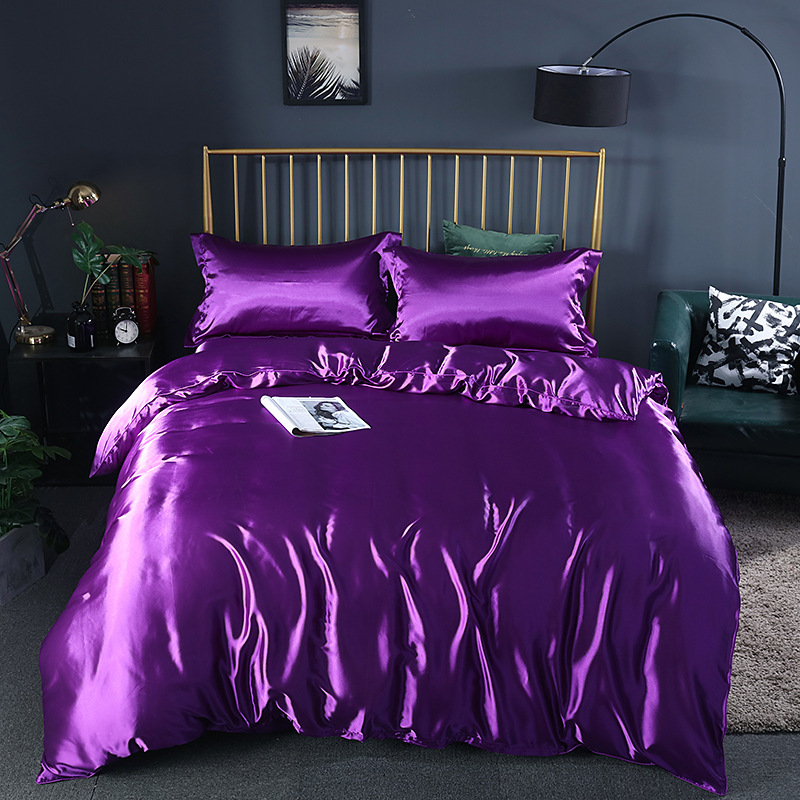 Conjunto de Conforto Elegante (4 peças) cetim/algodão para cama - 2x fronha - lençol