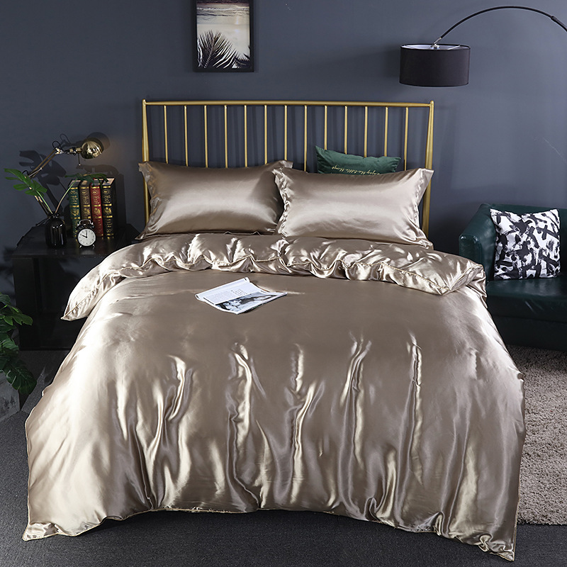 Conjunto de Conforto Elegante (4 peças) cetim/algodão para cama - 2x fronha - lençol