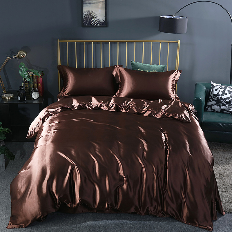 Conjunto de Conforto Elegante (4 peças) cetim/algodão para cama - 2x fronha - lençol