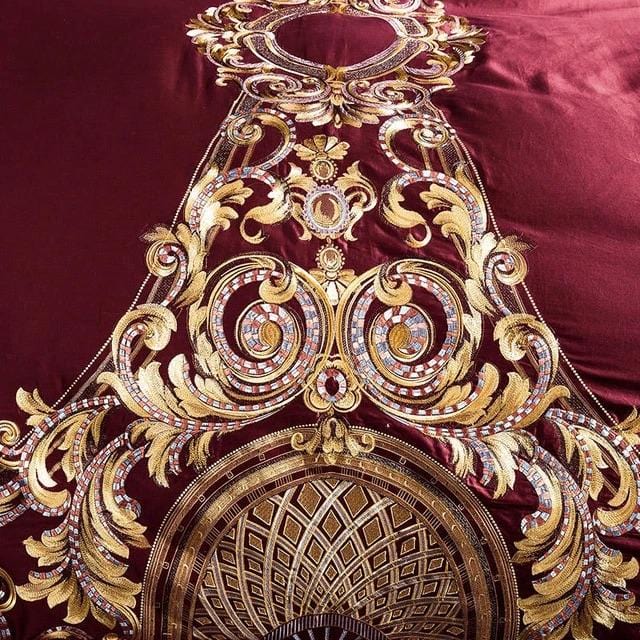 Set Copripiumino Golden Fier Rosso e Oro (Cotone Egiziano)