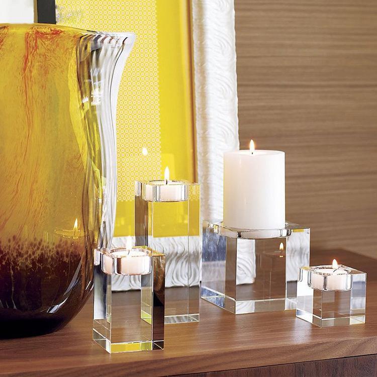 3-Piece Cube-Shaped Crystal Candle Holder