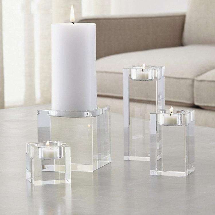 3-Piece Cube-Shaped Crystal Candle Holder