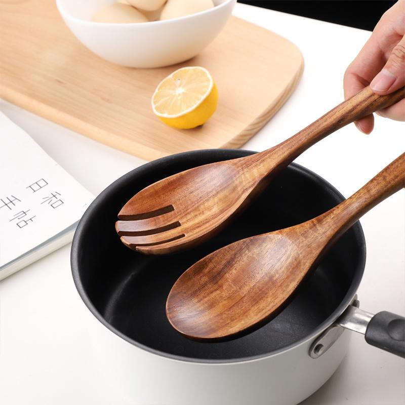Set di Posate per Insalata in Legno a 2 Pezzi