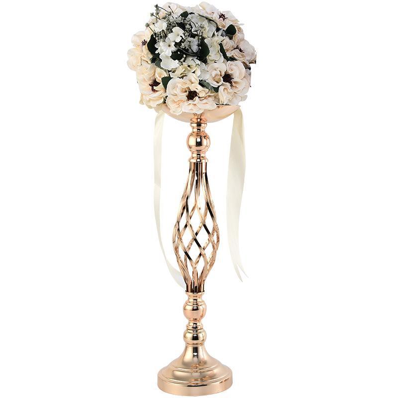 Set di 2 Candelabri Metallici Dorati per Tavolo