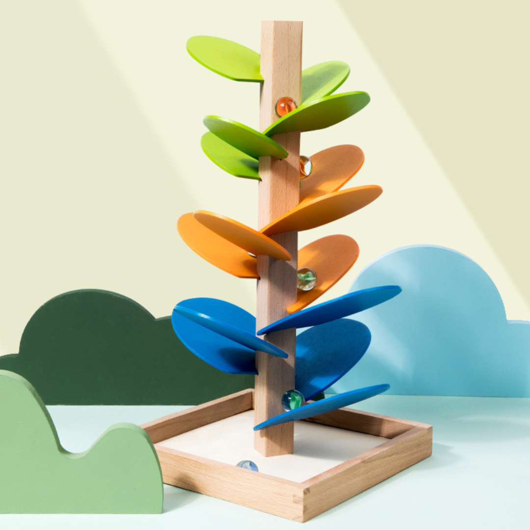 Giocattolo Montessori in Legno Torre delle Biglie Arcobaleno