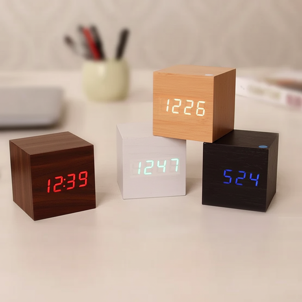 Orologio Digitale Legno LED Minimalista Scrivania