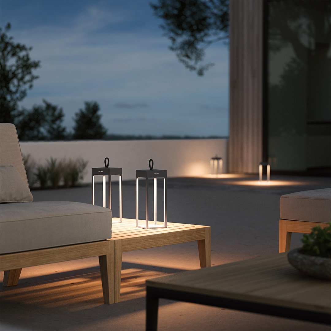 Candeeiro de mesa LED regulável minimalista metal interior exterior