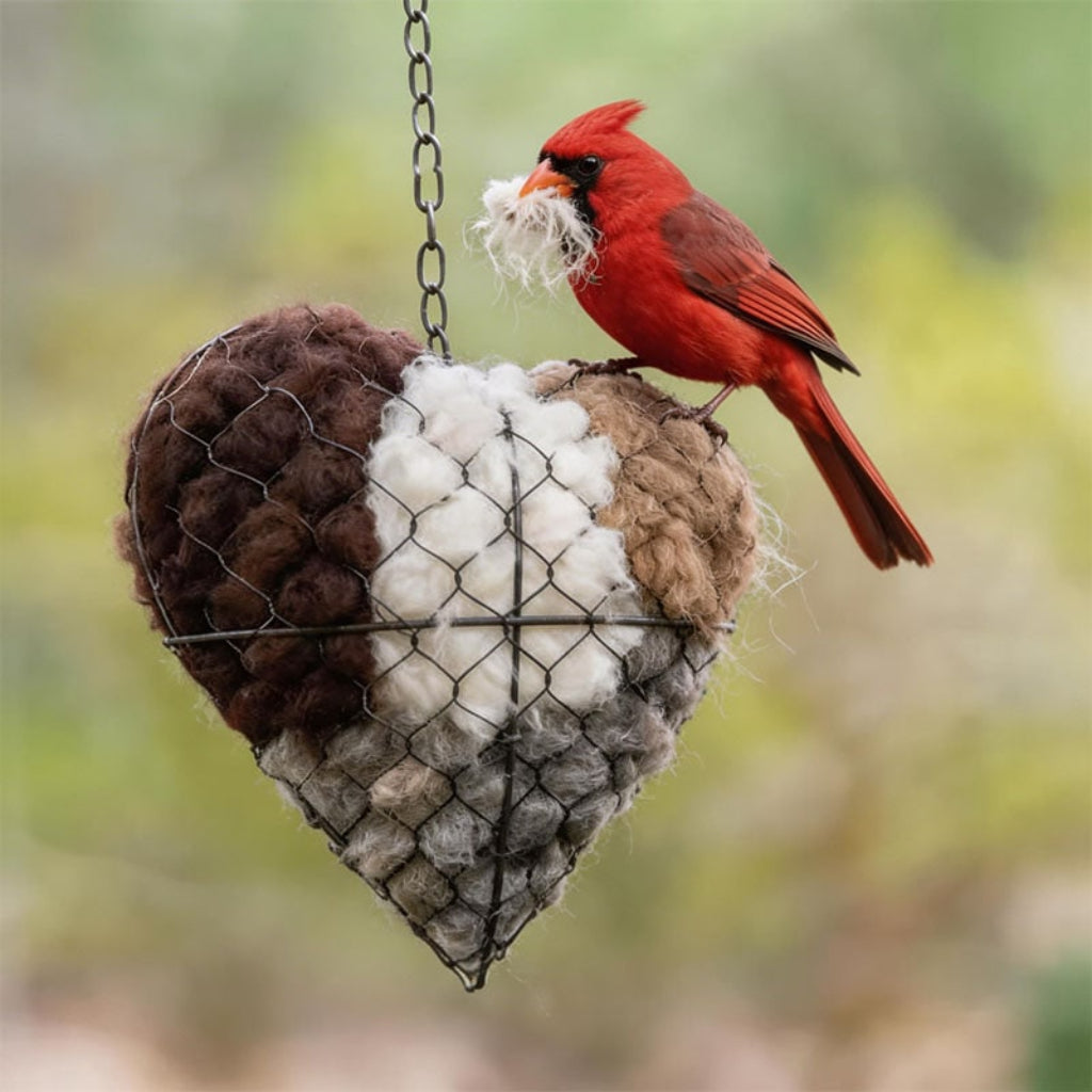 Mangiatoia Uccelli Cuore Nido Decorazione Giardino - Image 1