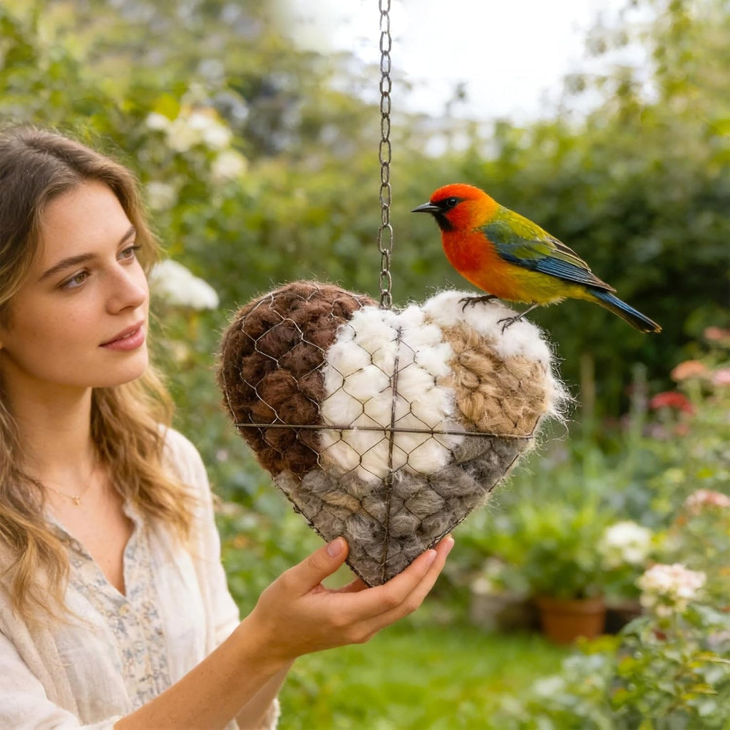 Mangiatoia Uccelli Cuore Nido Decorazione Giardino - Image 2