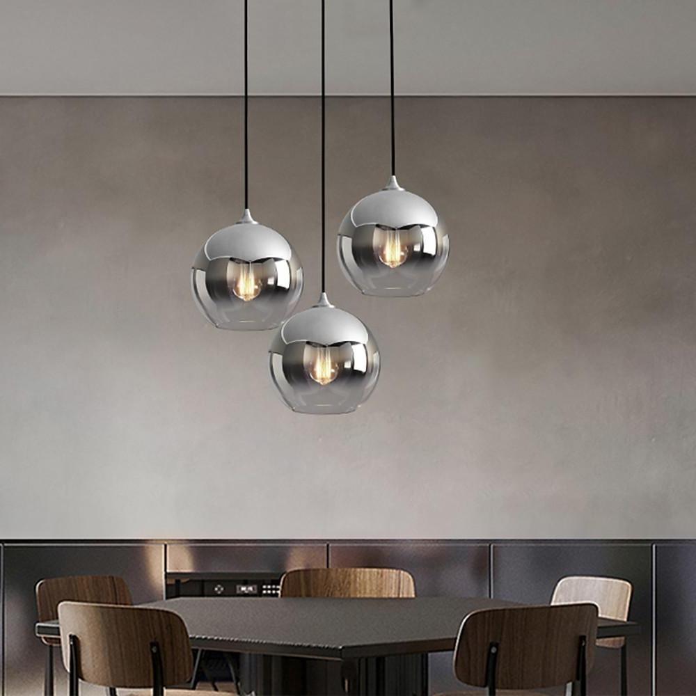 SphereGlow - Candeeiro Suspenso Industrial de Vidro Moderno com LED para Cozinha e Sala de Jantar