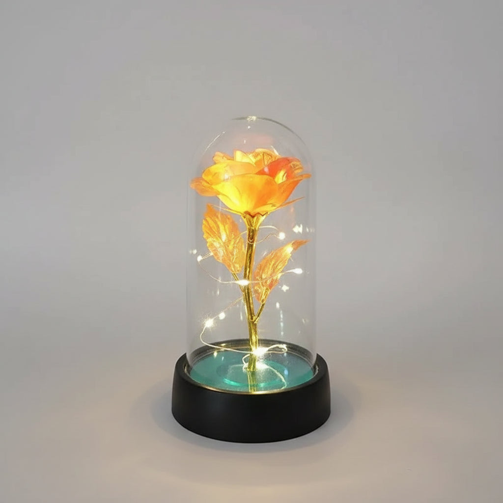 Fiori Artificiali Rose Illuminate Vetro Regalo Romantico San Valentino