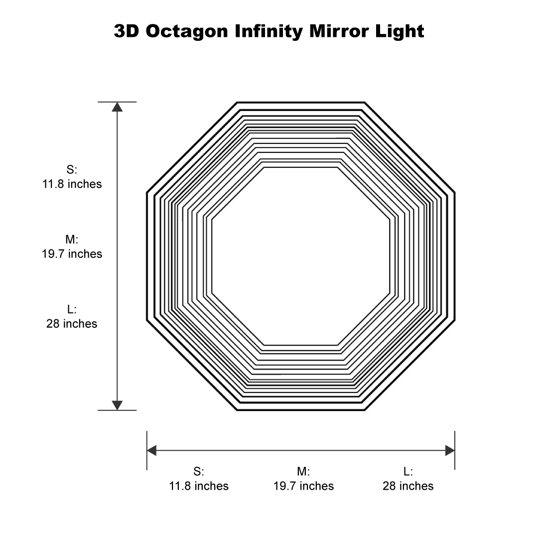 Lâmpada de Parede Espelho Infinito Octágono 3D