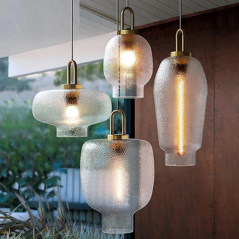Lampada a sospensione in vetro opaco trasparente per cucina
