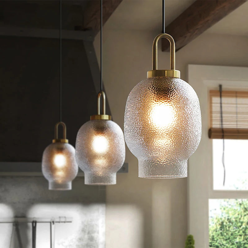 Lampada a sospensione in vetro opaco trasparente per cucina