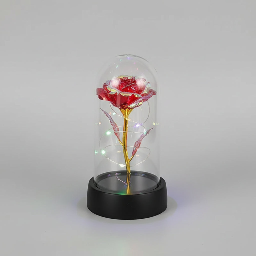 Fiori Artificiali Rose Illuminate Vetro Regalo Romantico San Valentino