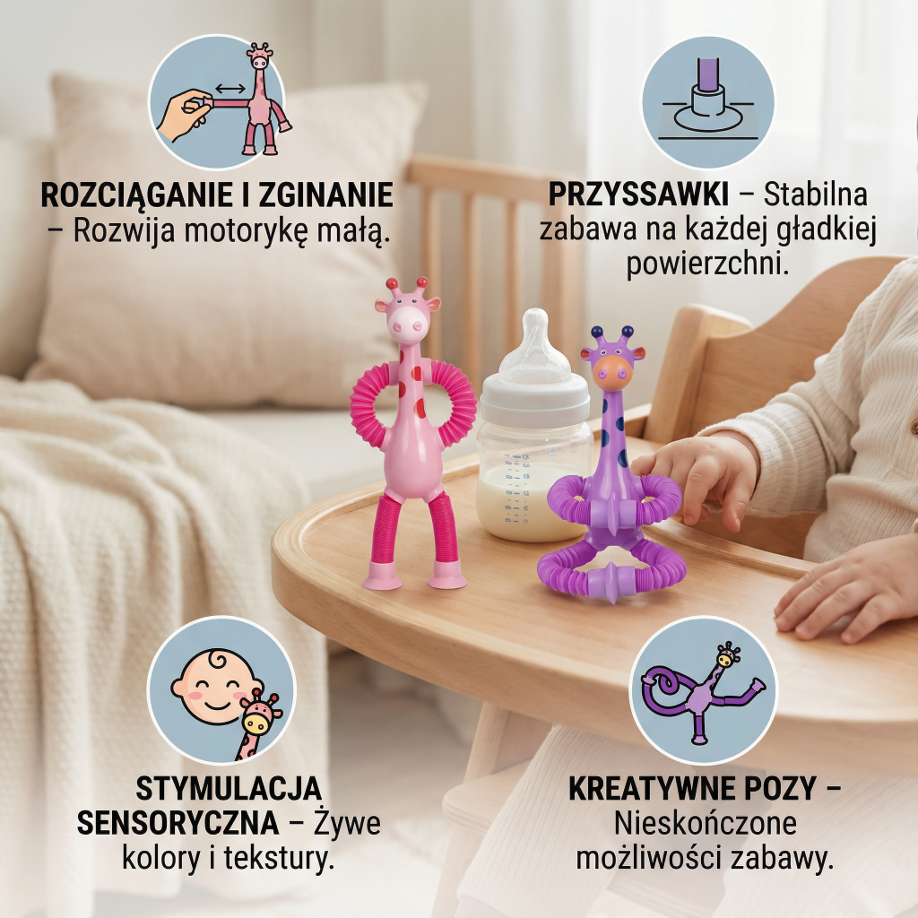 Sensoryczna Żyrafa Z Przyssawką Sensoryczna żyrafa Z Przyssawką Zabawka - Image 2