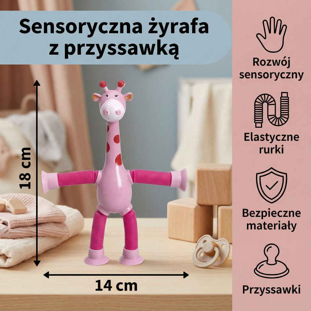 Sensoryczna Żyrafa Z Przyssawką Sensoryczna żyrafa Z Przyssawką Zabawka - Image 5
