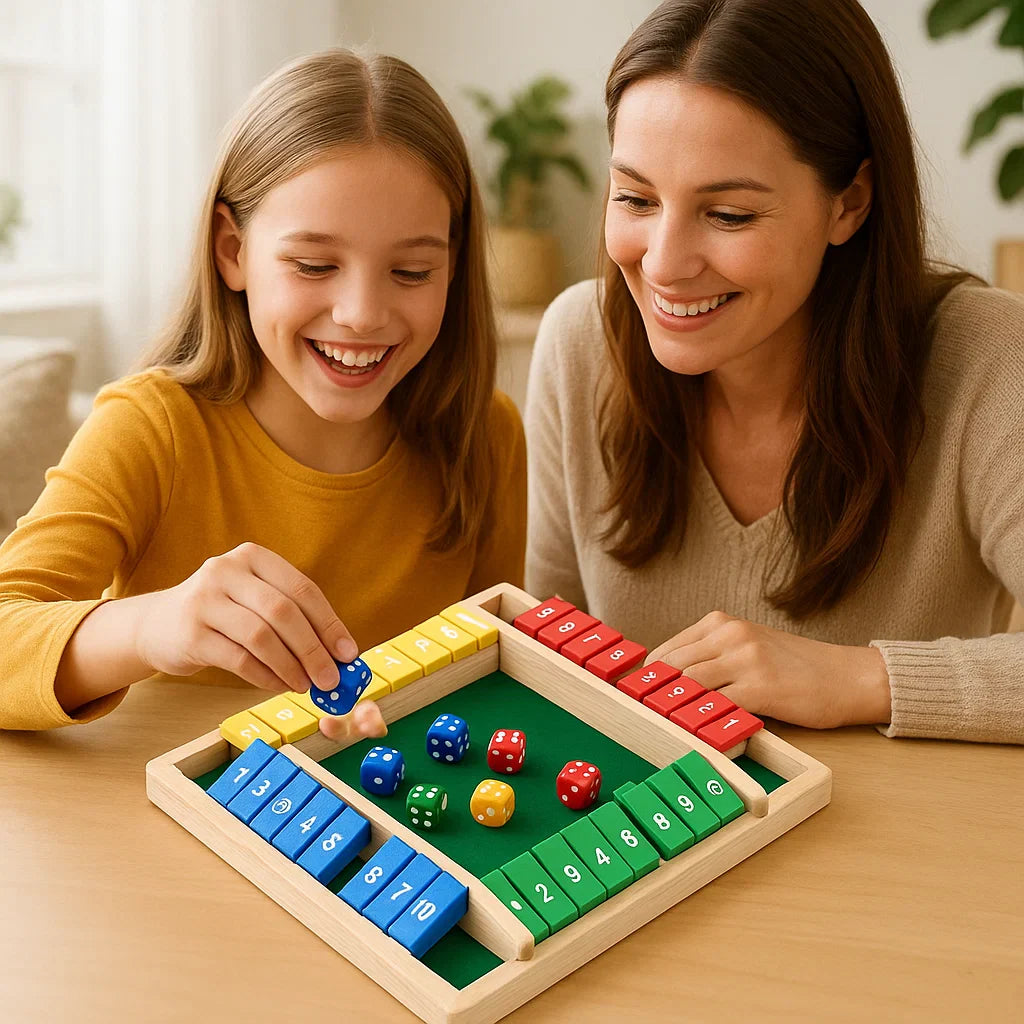 Gioco Tavolo Chiudi Scatola Gioco Famiglia Legno Dadi
