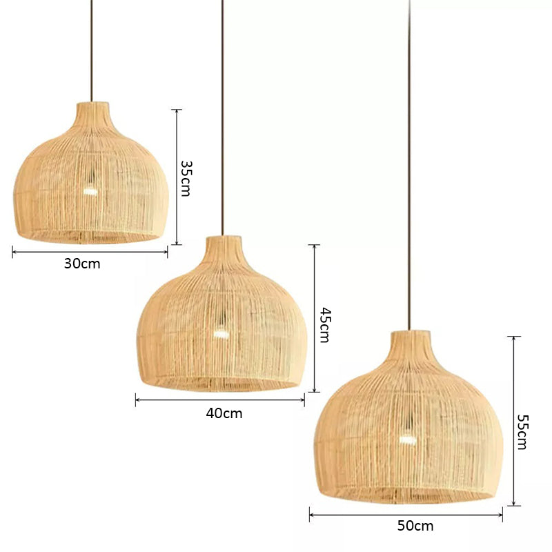 Boho Wicker Lampshades Handwoven Kitchen Island Pendant Lamp