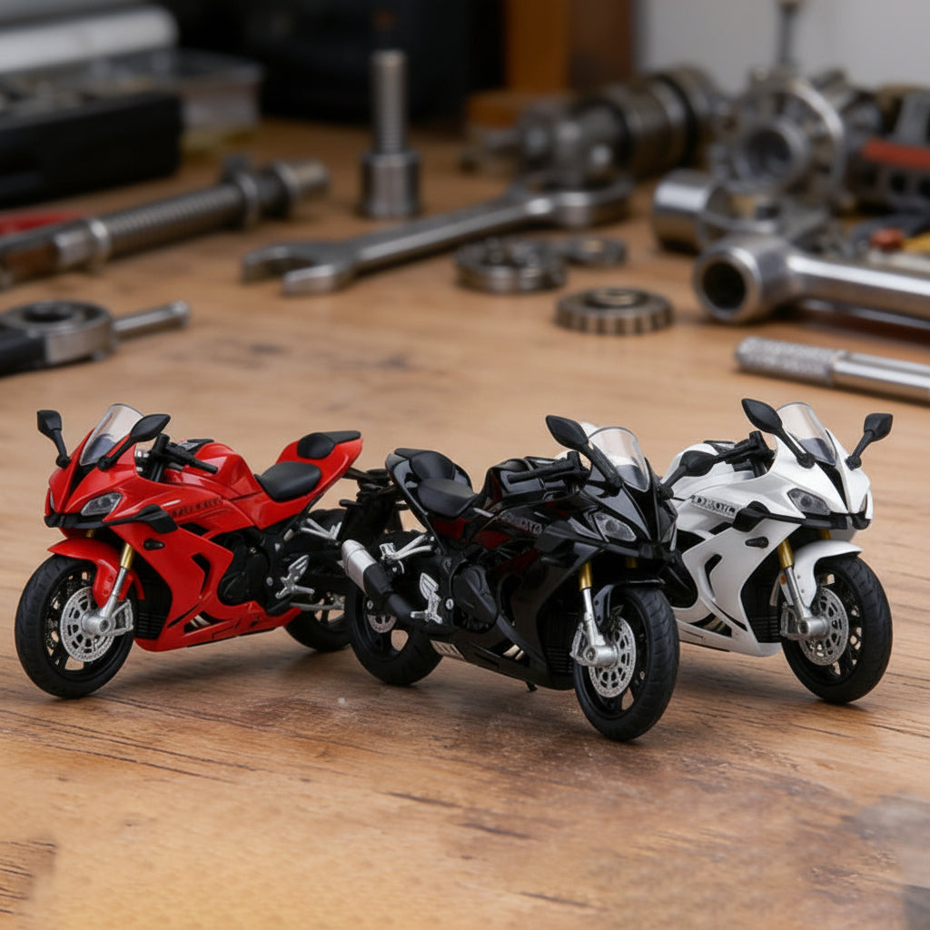 Motor Modelo em Escala 1:12 Réplica Metálica Luz Som