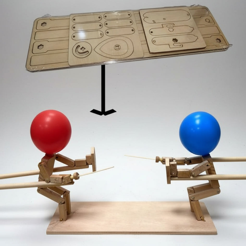Brinquedo de Madeira Jogo de Lutadores Feito à Mão Balões