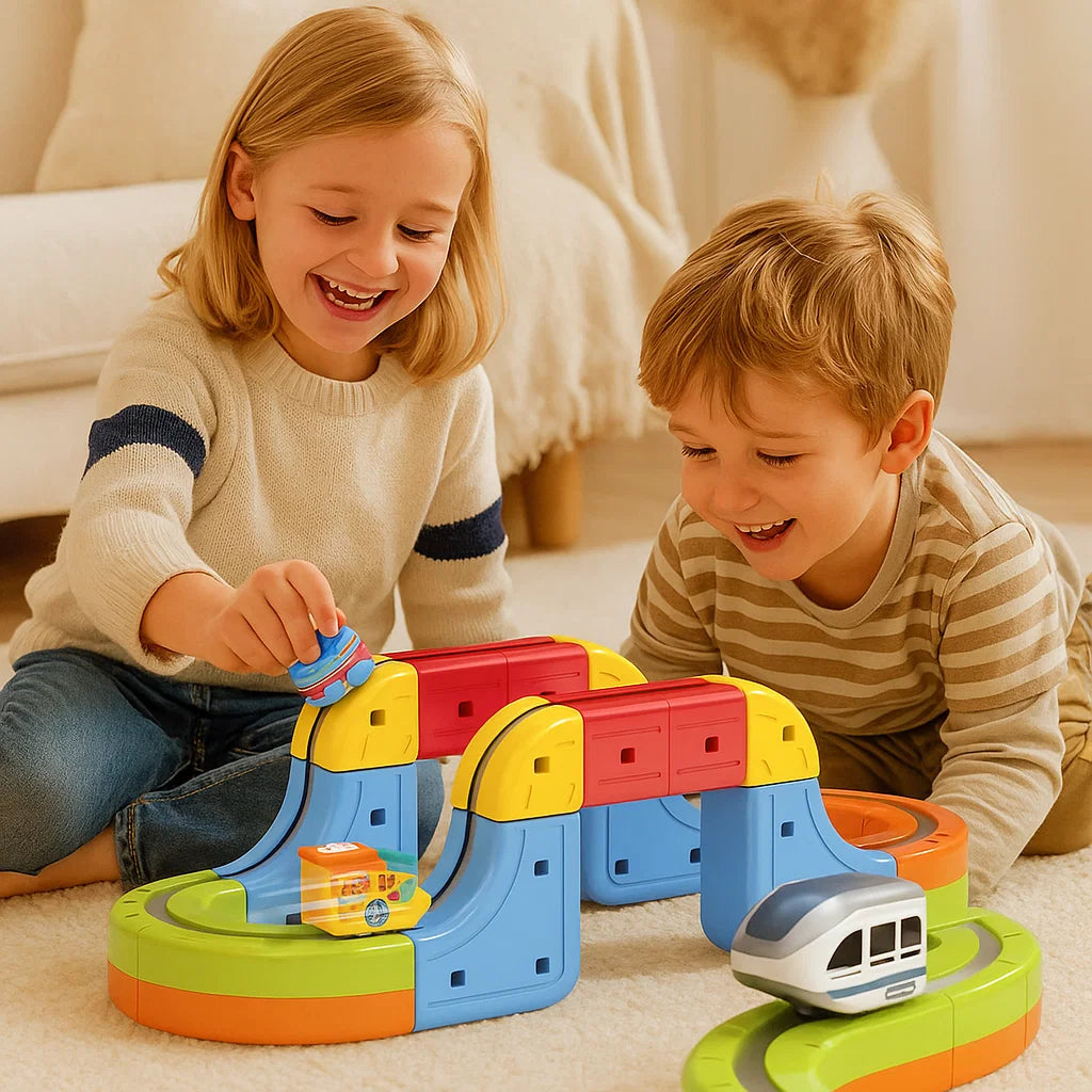 Conjunto de Construção Mágico Pista de Comboio Conjunto Criativo de Brincar Veículo Magnético